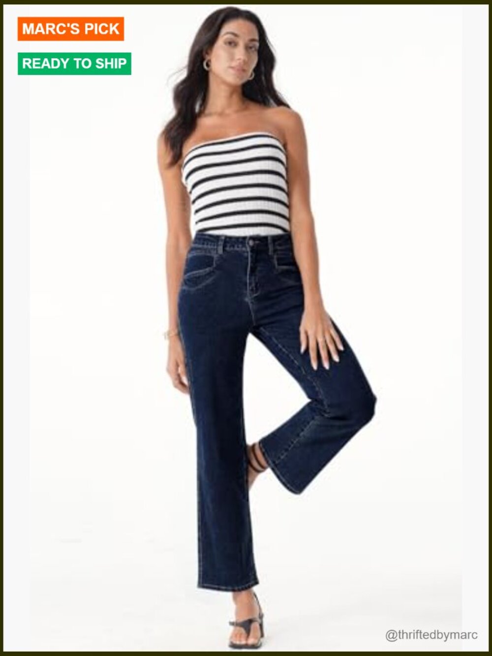High Waisted Straight Leg Jeans Ankle Denim Stretchy with Pockets - Picture 5 of 7